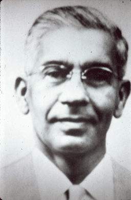 Unknown Swami in western garb, head shot in b&w