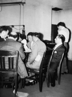 Unknown Swamis or devotees doing a radio broadcast at/for the New York Center