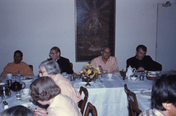 An interreligious dinner in the monastery with Swamis Aparananda and Swahananda
