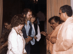 Swamis Aseshananda and Swahananda , Midge, Charlie and Sita Mitchell, Sadhika in background.
