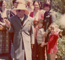 Swami Prabhavananda with devotees in Santa Barbara